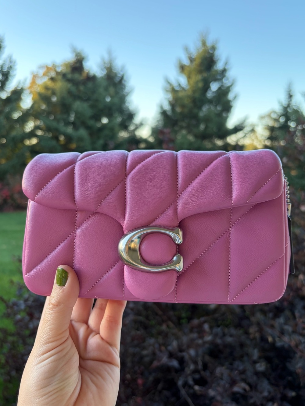 Coach bubblegum pink silver quilted tabby shoulder bag crossbody purse NWOT